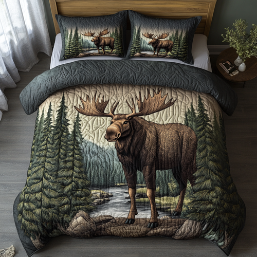Lone Moose 3-Piece Quilted Bedding Set NCU0DK7461