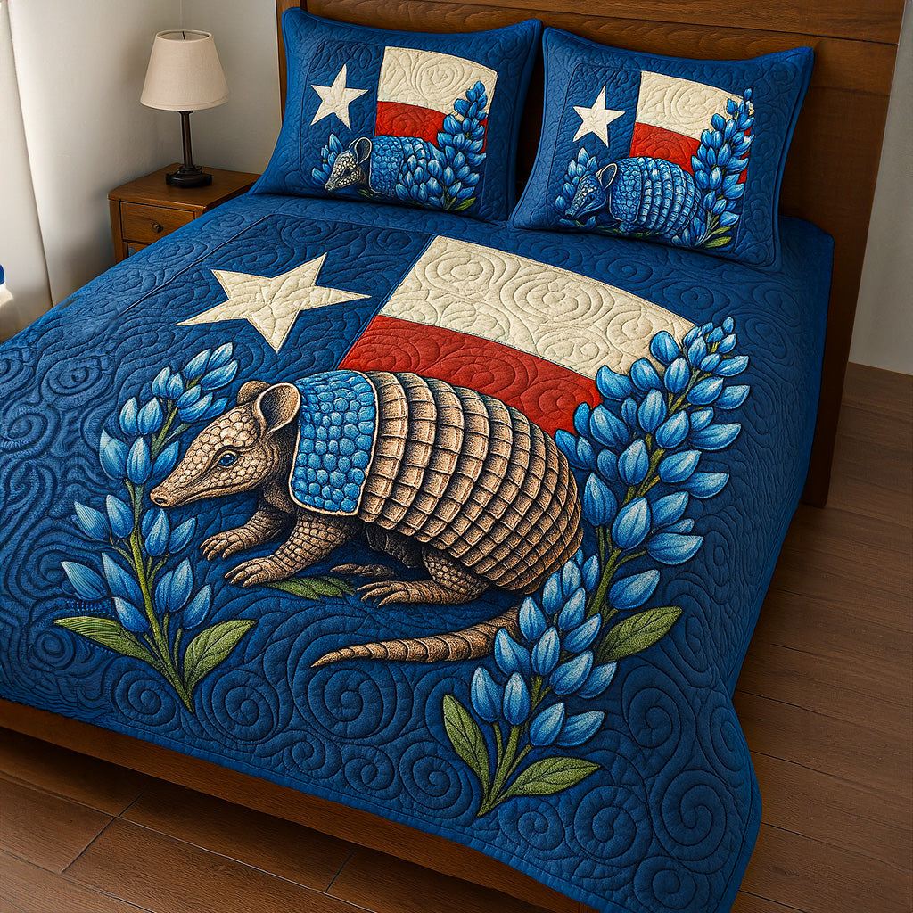 Lone Star Armadillo 3-Piece Quilted Bedding Set NCU0NT5682