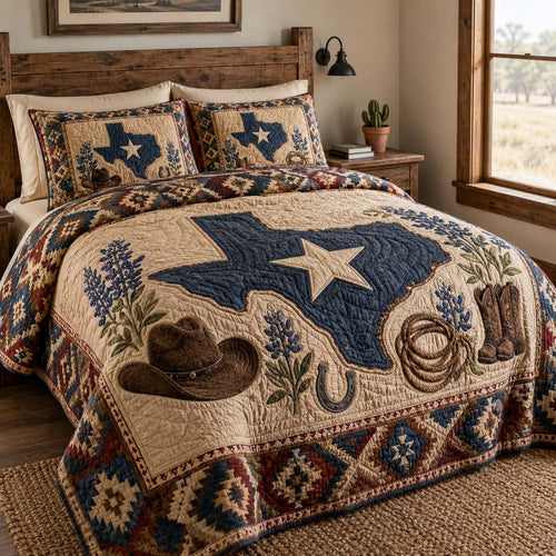 Lone Star Bloom 3-Piece Quilted Bedding Set NCU0QD030