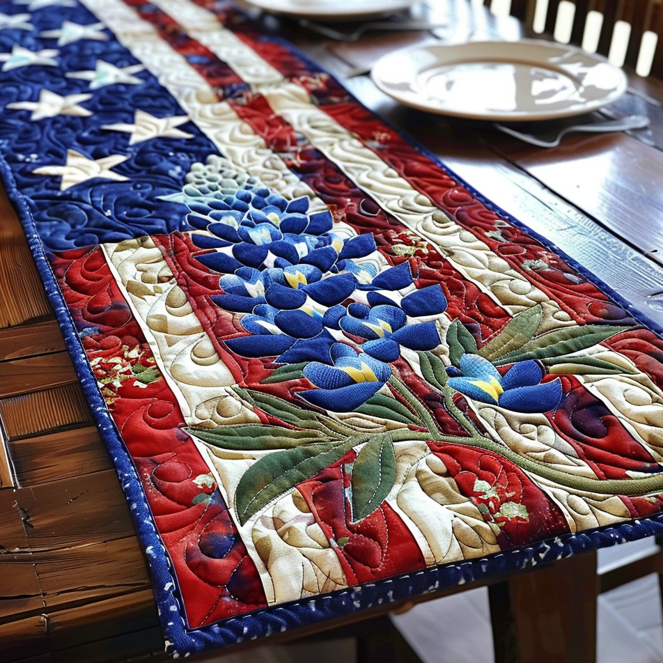 Lone Star Blooms Quilted Table Runner NCU0DV4462