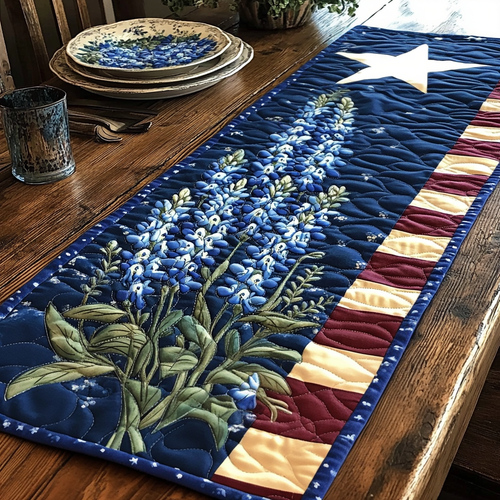 Lone Star Blossoms Quilted Table Runner NCU0DV4734
