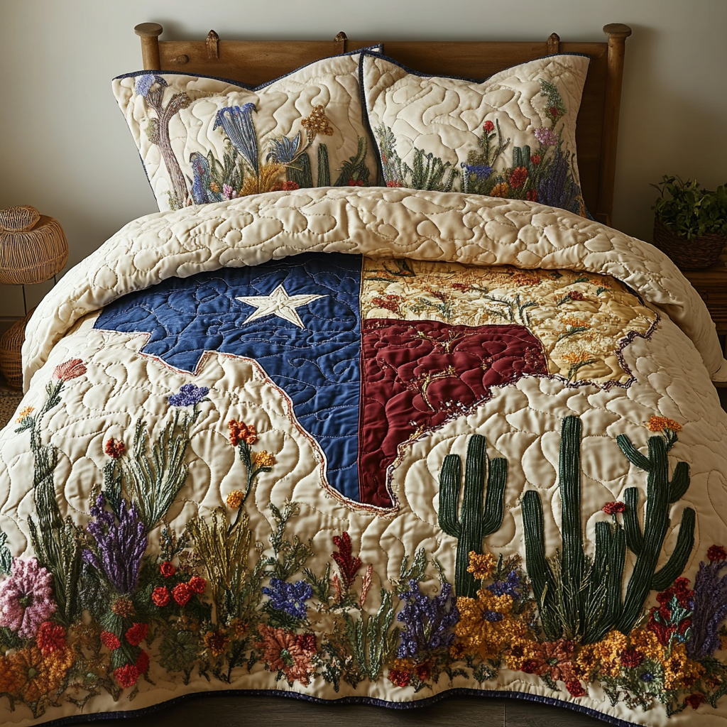 Lone Star Glory 3-Piece Quilted Bedding Set NCU0DV4938