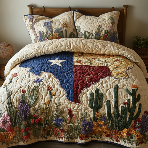 Lone Star Glory 3-Piece Quilted Bedding Set NCU0DV4938