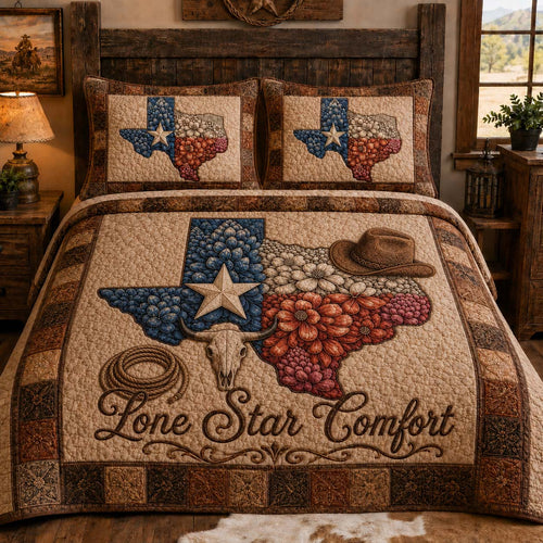 Lone Star Harvest 3-Piece Quilted Bedding Set NCU0QD053