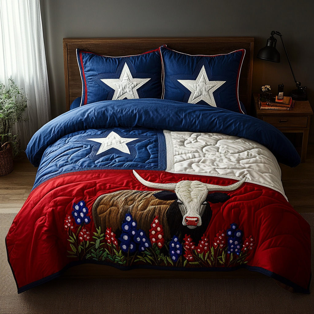 Lone Star Heritage 3-Piece Quilted Bedding Set NCU0DV5030