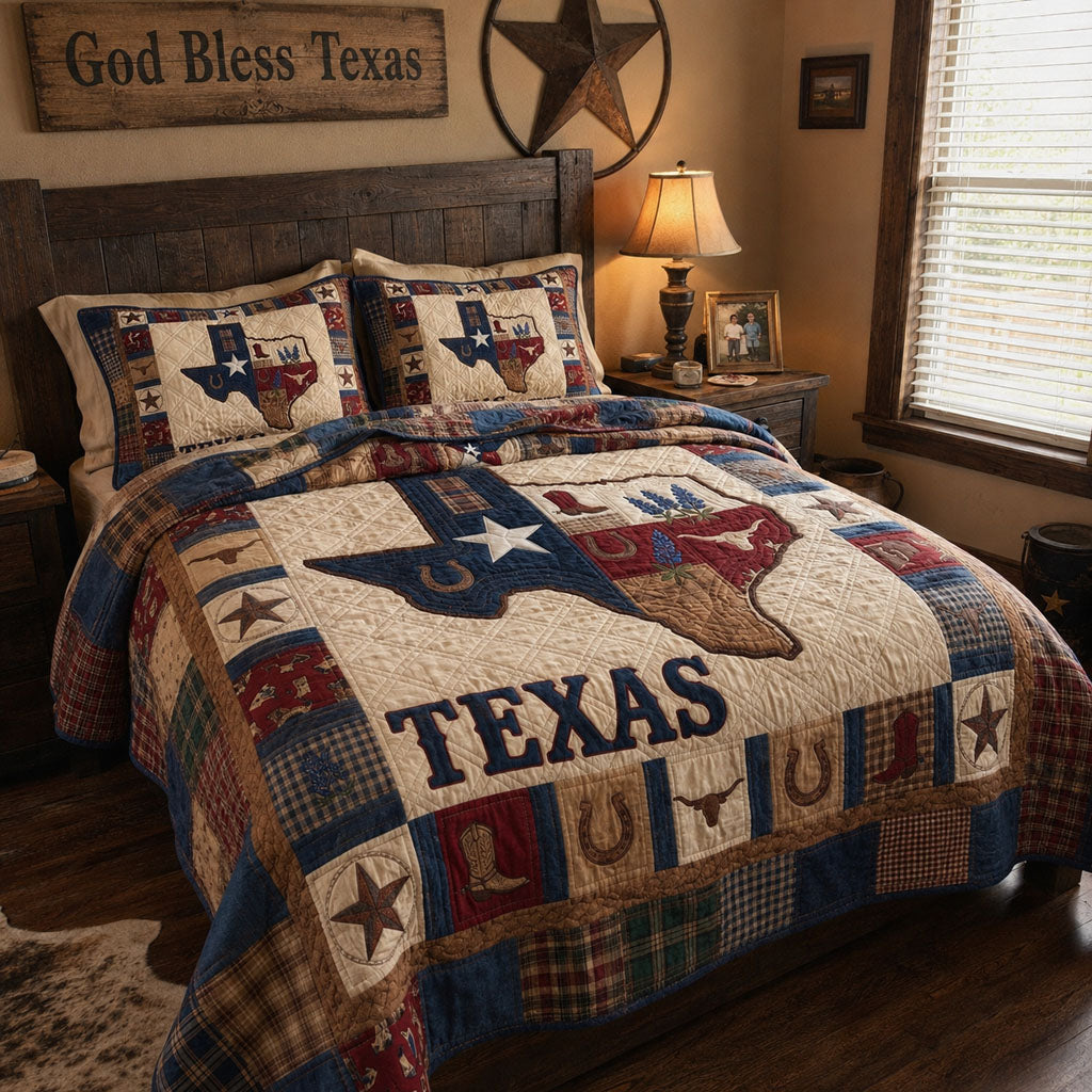 Lone Star Heritage 3-Piece Quilted Bedding Set NCU0PT11709