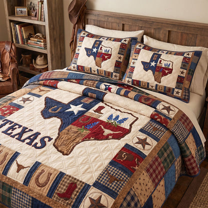 Lone Star Heritage 3-Piece Quilted Bedding Set NCU0PT11709