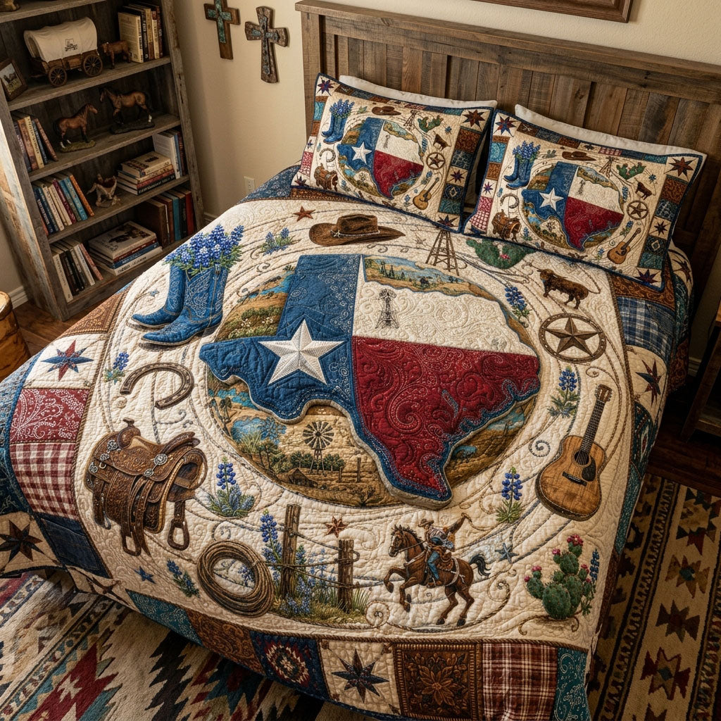 Lone Star Homestead 3-Piece Quilted Bedding Set NCU0PT11741