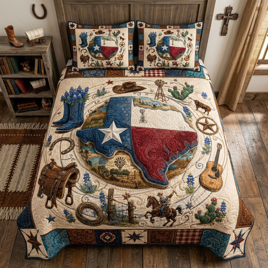 Lone Star Homestead 3-Piece Quilted Bedding Set NCU0PT11741