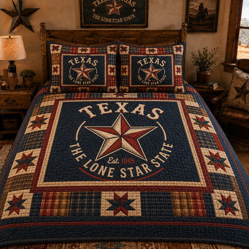 Lone Star Legacy 3-Piece Quilted Bedding Set NCU0QD040