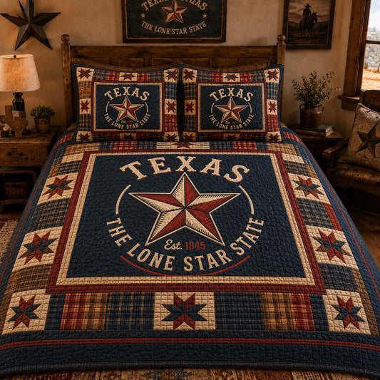 Lone Star Legacy 3-Piece Quilted Bedding Set NCU0QD040