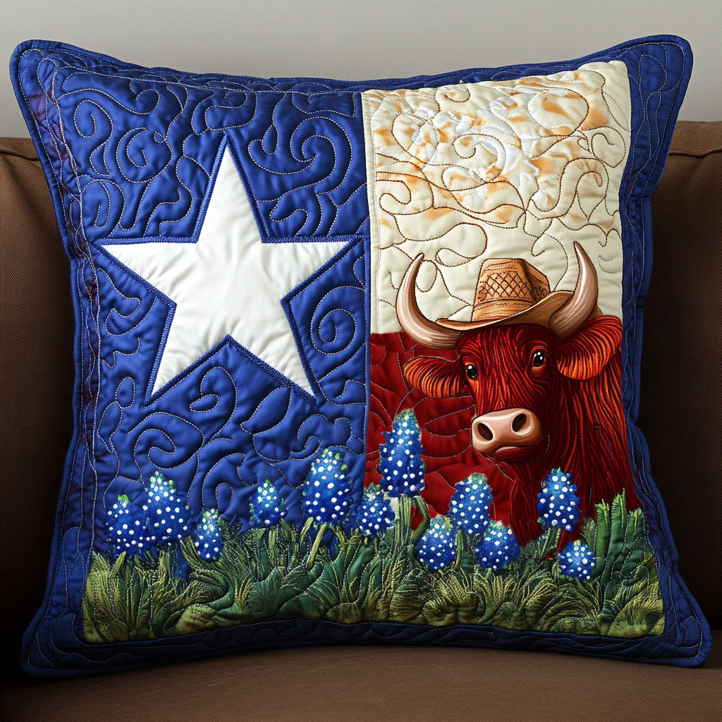 Lone Star Longhorn Quilted Pillow Case NCU0NT5901