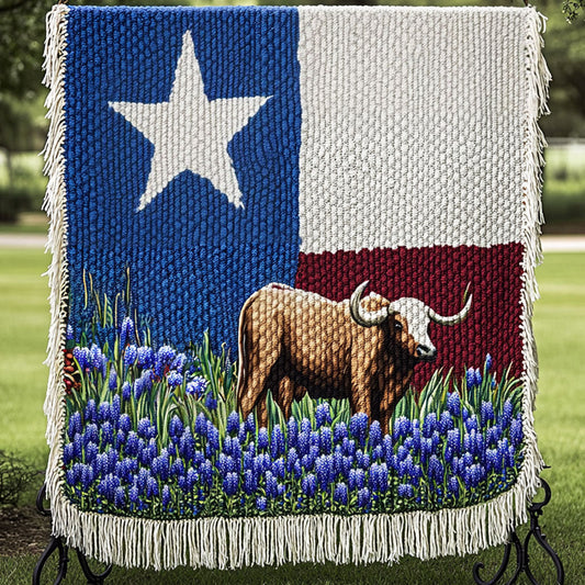 Lone Star Longhorn Woven Sofa Blanket NCU0NT5881