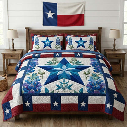 Lone Star Patchwork 3-Piece Quilted Bedding Set NCU0QD001