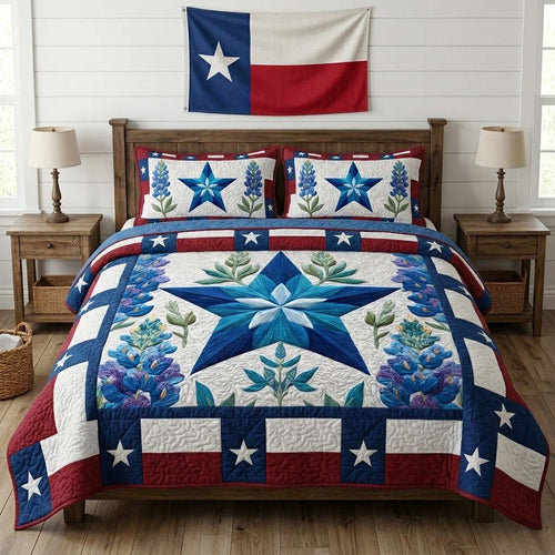 Lone Star Patchwork 3-Piece Quilted Bedding Set NCU0QD001