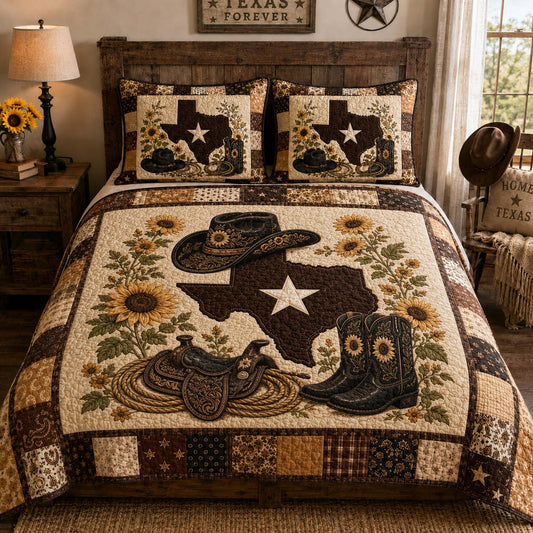 Lone Star Saddle 3-Piece Quilted Bedding Set NCU0QD045