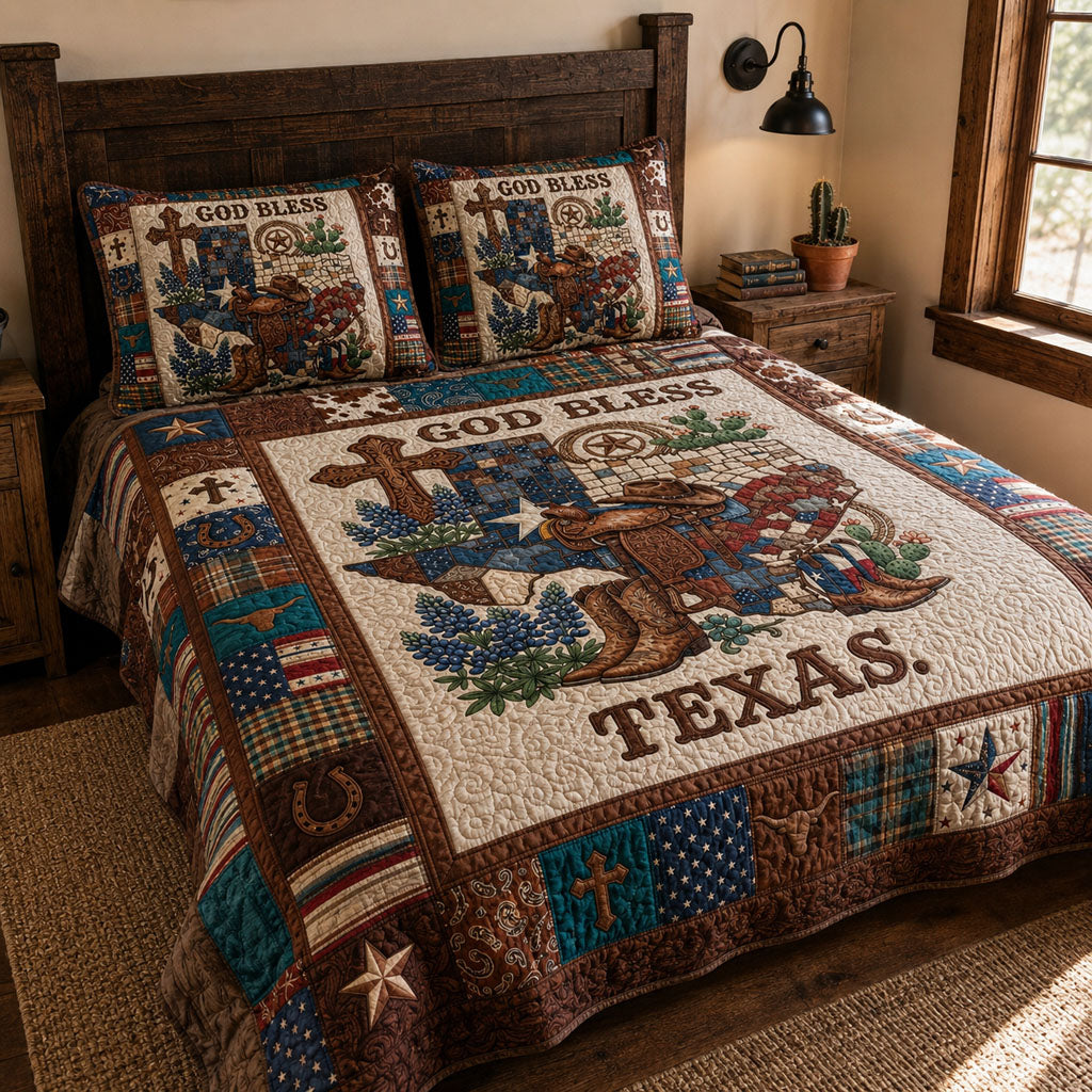 Lone Star Sanctuary 3-Piece Quilted Bedding Set NCU0PT11726