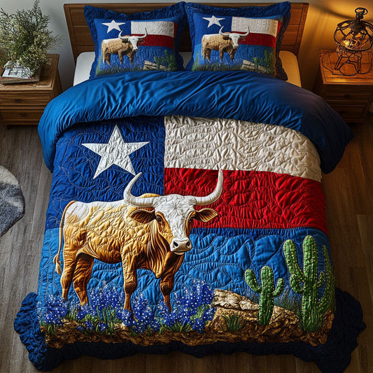 Lone Star Spirit 3-Piece Quilted Bedding Set NCU0NT5866