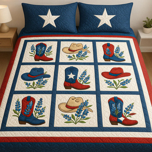 Lone Star Style 3-Piece Quilted Bedding Set NCU0NT5956