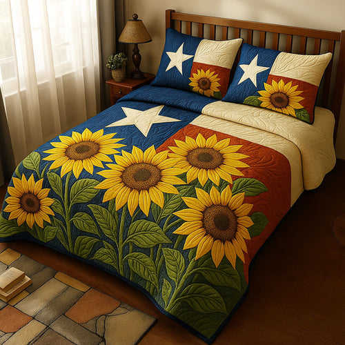 Lone Star Sunflowers 3-Piece Quilted Bedding Set NCU0NT6346