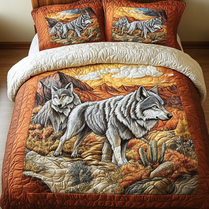 Lone Wolf 3-Piece Quilted Bedding Set NCU0DK6993