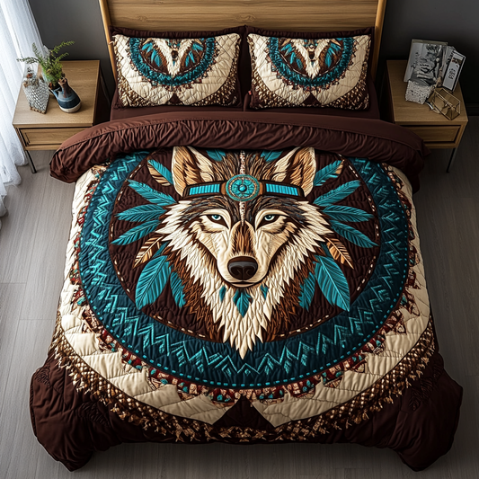 Lone Wolf 3-Piece Quilted Bedding Set NCU0DK8074