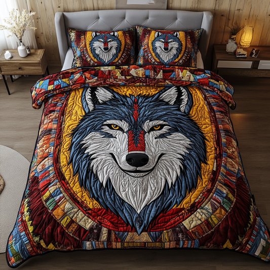Lone Wolf 3-Piece Quilted Bedding Set NCU0DK8976