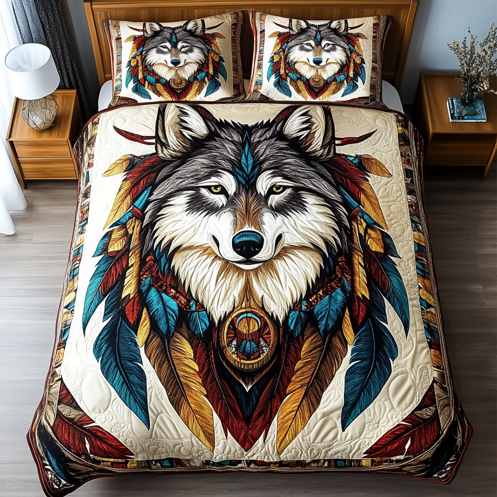 Lone Wolf 3-Piece Quilted Bedding Set NCU0VL2528