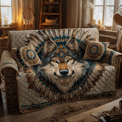 Lone Wolf Quilted Sofa Cover NCU0TV865