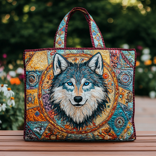 Lone Wolf Quilted Tote Bag NCU0DK8947