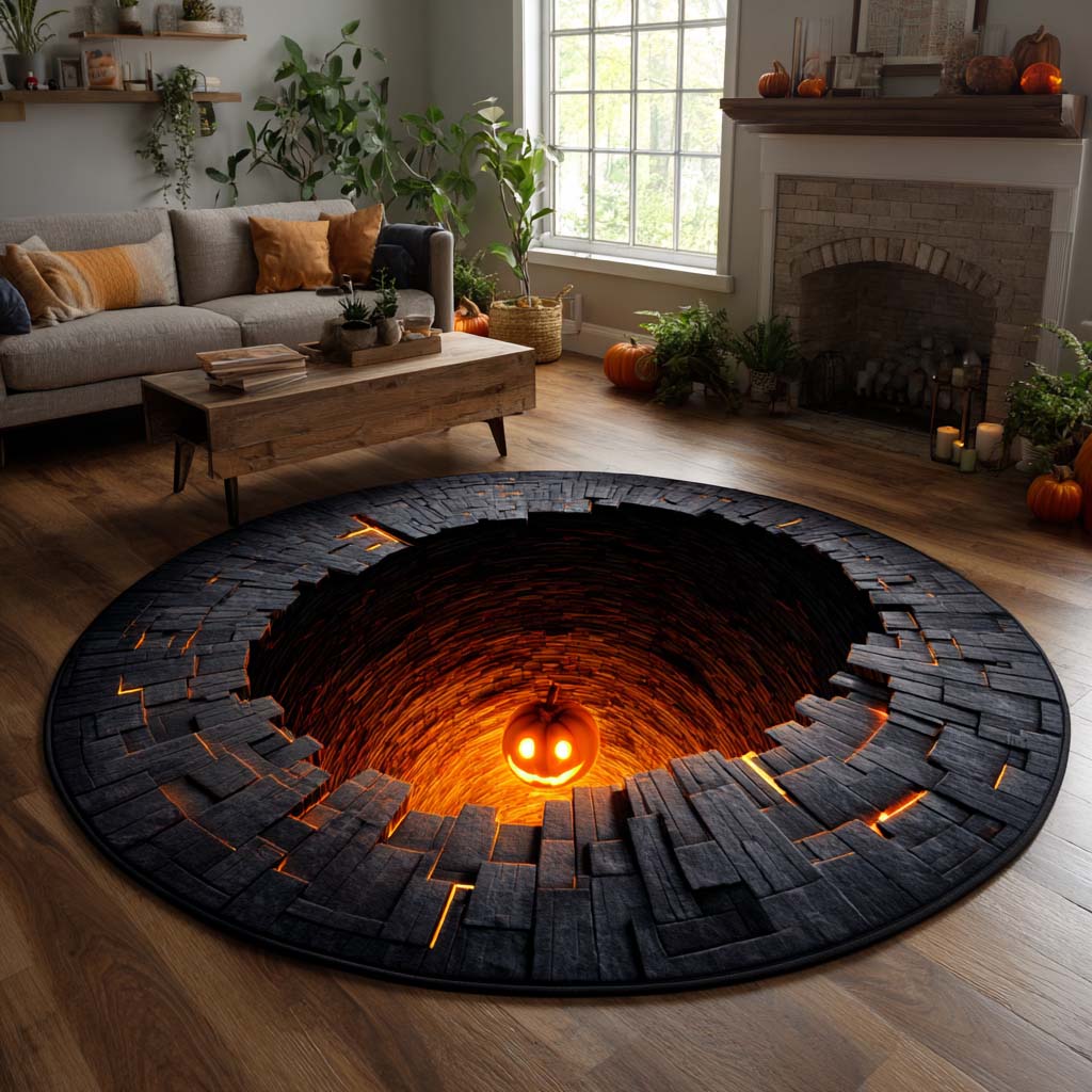 Lonely Pumpkin Abyss Quilted Round Mat NCU0XD937