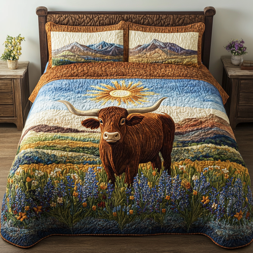 Longhorn Breeze 3-Piece Quilted Bedding Set NCU0VH4499