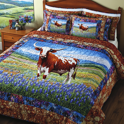 Longhorn Cow Heritage 3-Piece Quilted Bedding Set NCU0DK6720