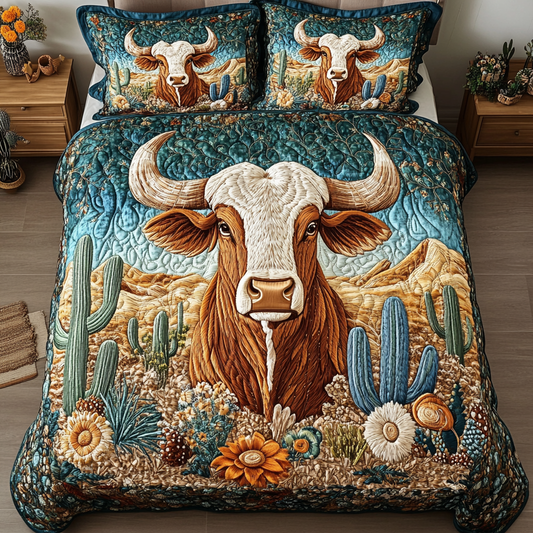 Longhorn Dreams 3-Piece Quilted Bedding Set NCU0VH5189