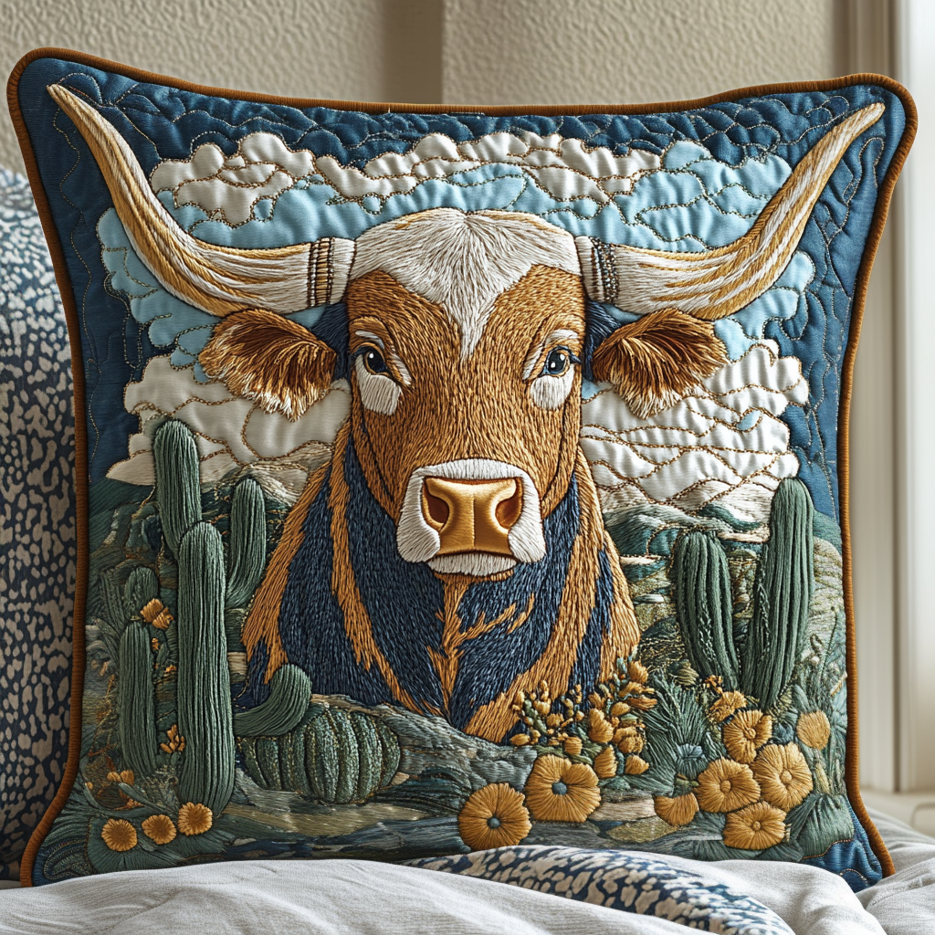 Longhorn Glory Quilted Pillow Case NCU0DV5182