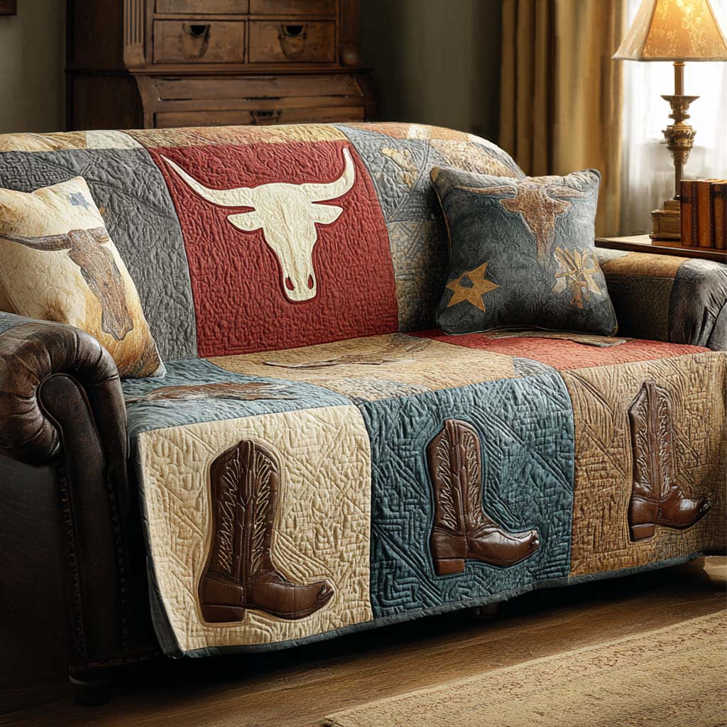 Longhorn Heritage Love Quilted Sofa Cover NCU0XD2124