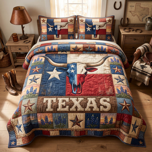 Longhorn Legacy 3-Piece Quilted Bedding Set NCU0TD2765