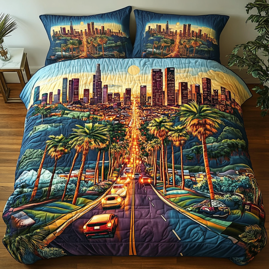Los Angeles City 3-Piece Quilted Bedding Set NCU0DV5121