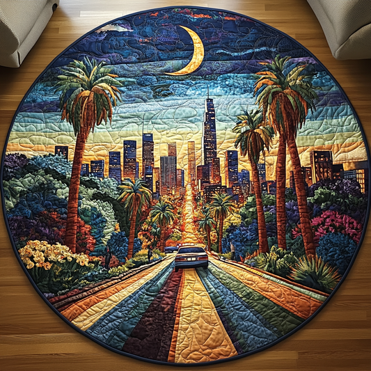 Los Angeles Coast Quilted Round Mat NCU0DV5196