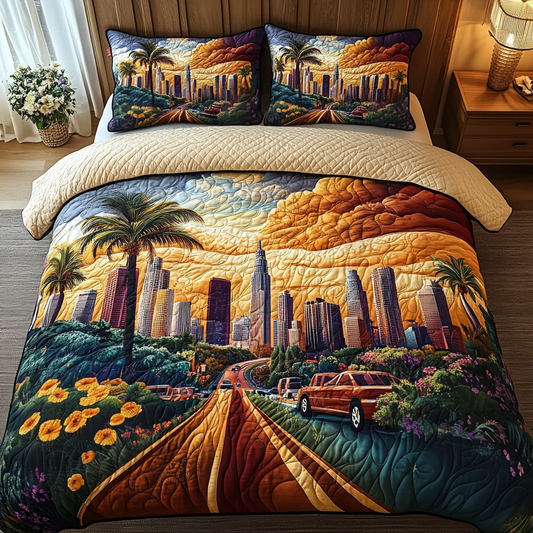 Los Angeles Horizon 3-Piece Quilted Bedding Set NCU0DV5126