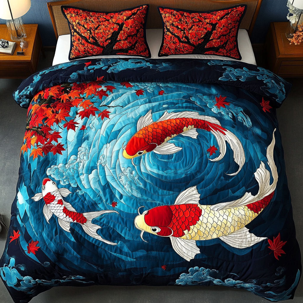 Lotus Dance 3-Piece Quilted Bedding Set NCU0NT6391