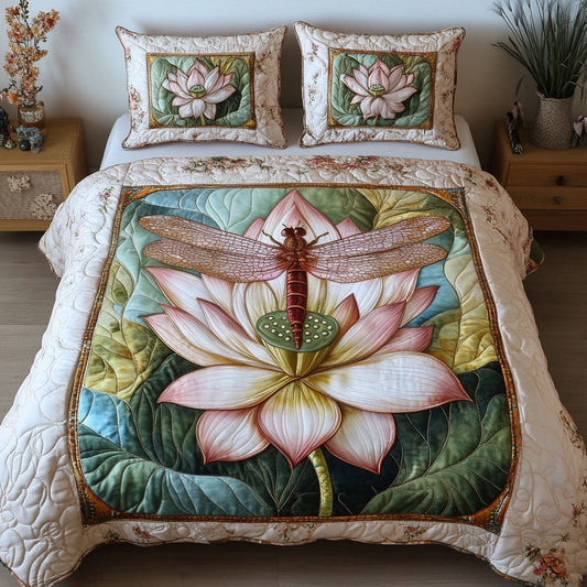 Lotus Dragonfly 3-Piece Quilted Bedding Set NCU0NT3117