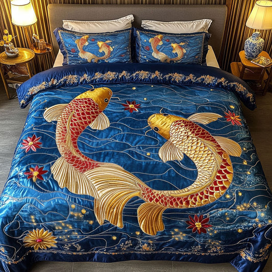 Lotus Harmony 3-Piece Quilted Bedding Set NCU0NT6392