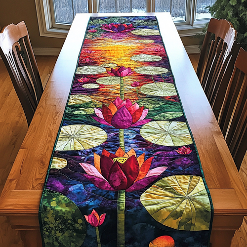 Lotus Harmony Quilted Table Runner NCU0DK4114