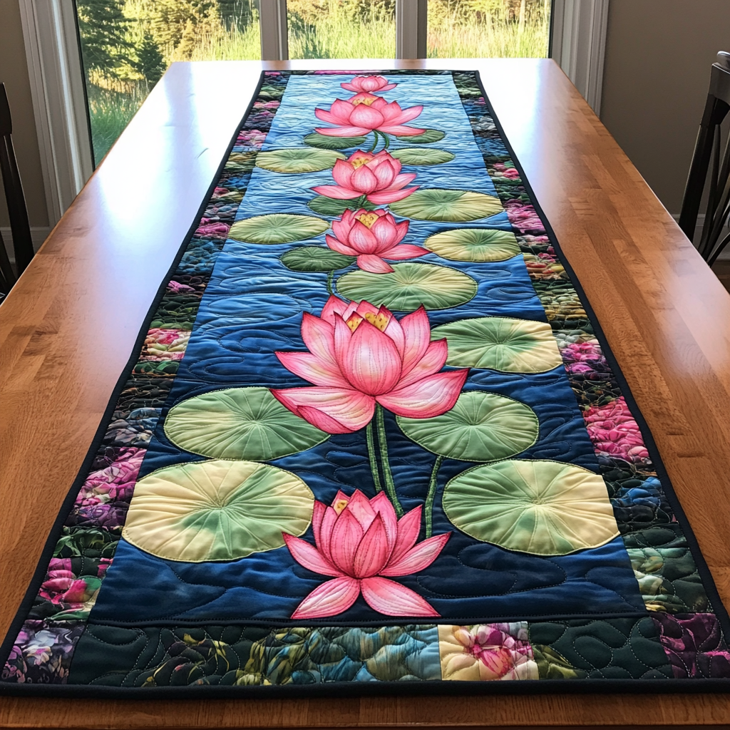 Lotus Serenity Quilted Table Runner NCU0DK8323