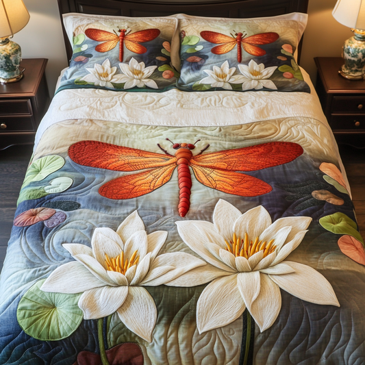 Lotus Wing 3-Piece Quilted Bedding Set NCU0VH3985