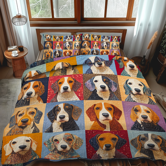 Lovable Beagles 3-Piece Quilted Bedding Set NCU0VL415