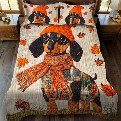 Lovable Dachshunds 3-Piece Quilted Bedding Set NCU0VL439