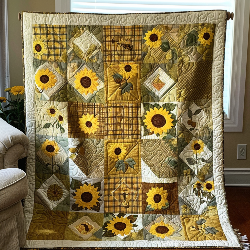 Lovable Sunflowers Quilted Blanket NCU0VL203