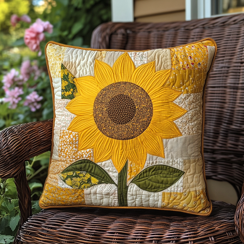 Lovable Sunflowers Quilted Pillow Case NCU0VL357